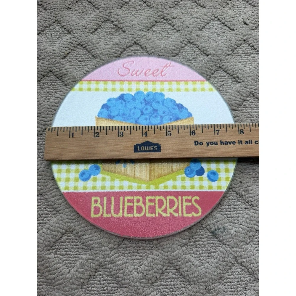Tempered Glass Trivet Fruit Fresh Sweet Blueberries 8 Inch